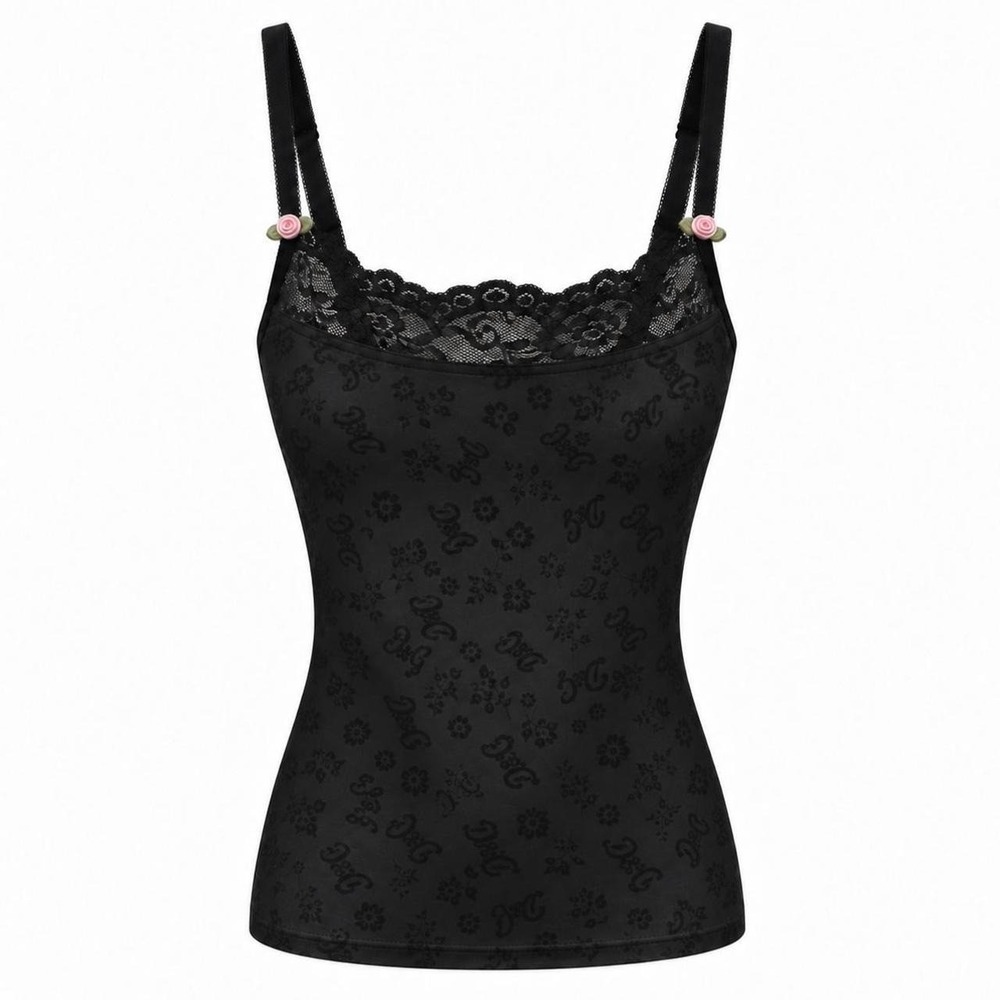 Dolce & Gabbana Vintage Logo Tank with Rose Detail